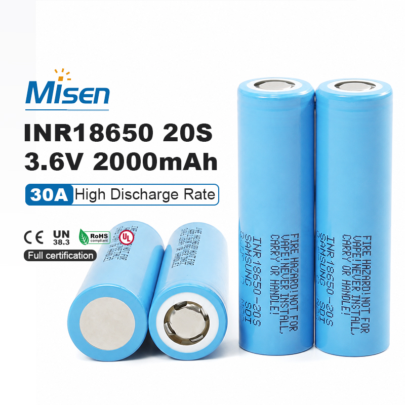 Samsung SDI INR18650-20S 3.6V 2000mAh 30A Rechargeable Lithium-Ion Battery Cell