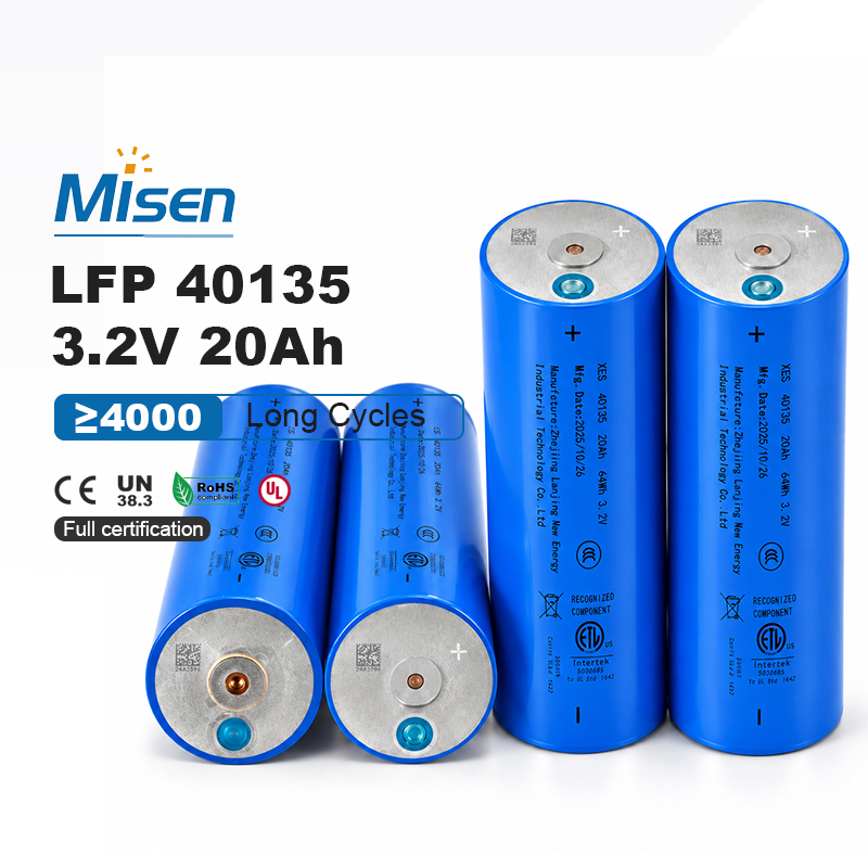 Misen IFR40135 40135 3.2V 20Ah Full-Tab LiFePO4 Cylindrical Battery Cell