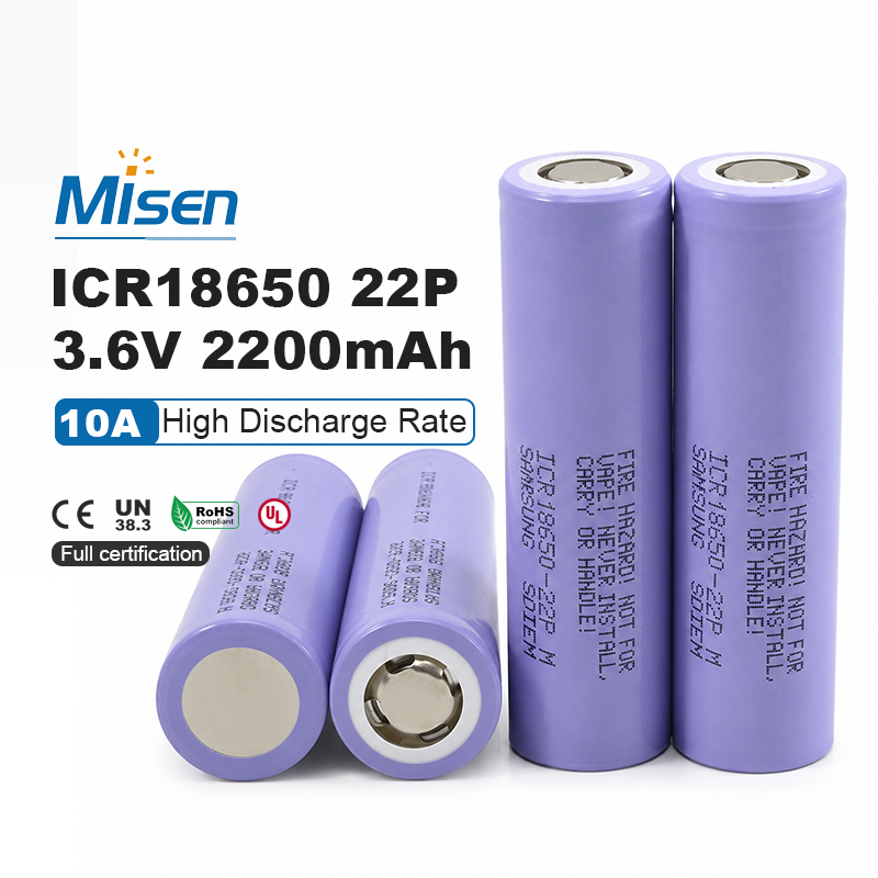 Samsung SDI ICR18650-22P 3.62V 2200mAh 10A Rechargeable NMC Lithium-Ion Battery Cell