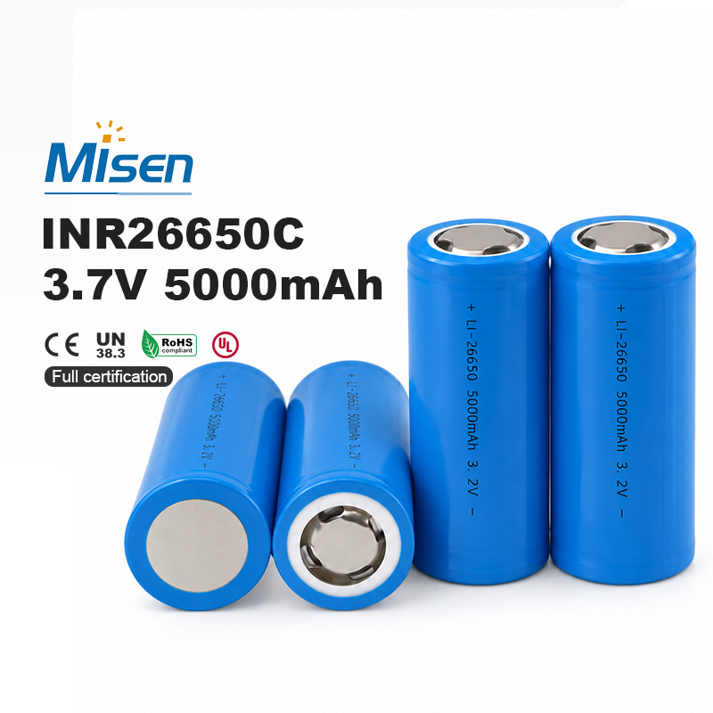 Misenpower INR26650C 26650 3.7V 5000mAh 5A Quick Discharge Rechargeable Lithium-Ion Battery Cell