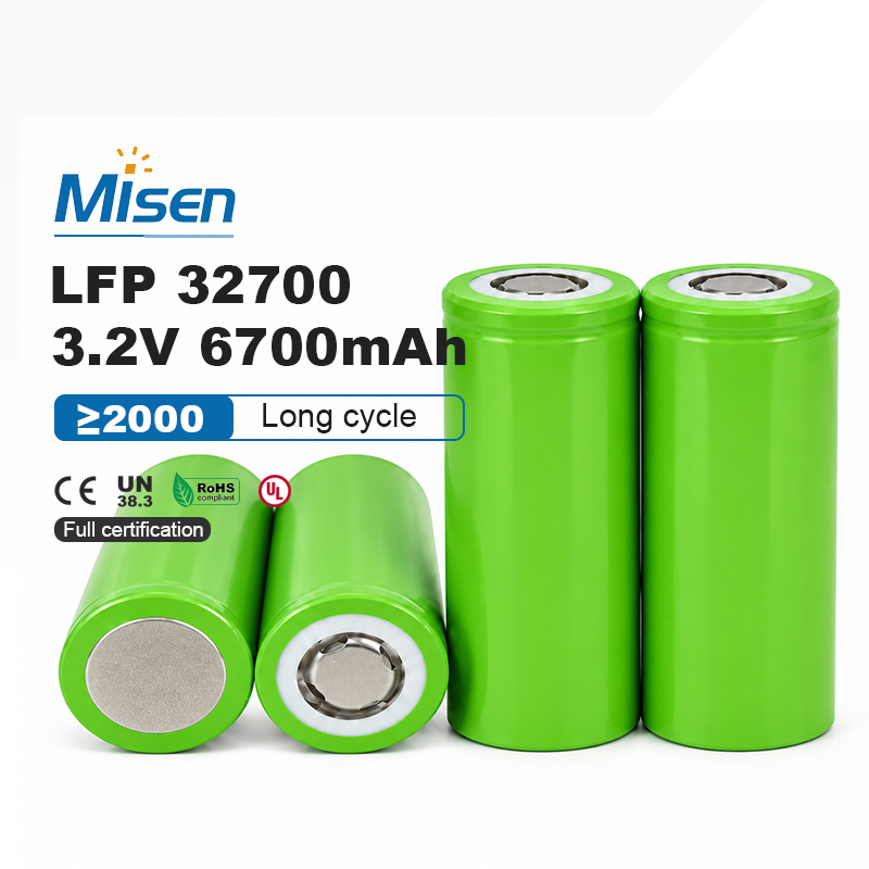 Misen 32700 6700mAh 3.2V 6.7Ah 20.1A Rechargeable LiFePO4 Cylindrical Battery Cell